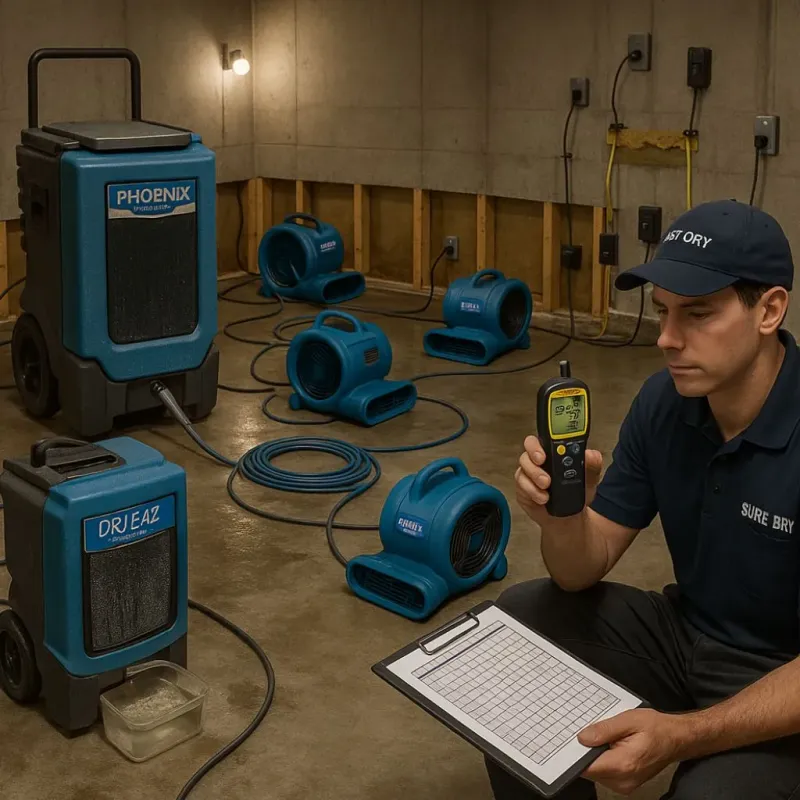Structural Drying and Dehumidification process in Fayette, OH